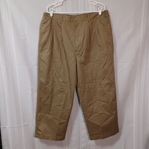 Freeway Exchange Pants Mens 38x26 Tan Khaki Pleated Elastic Side Waist Cotton